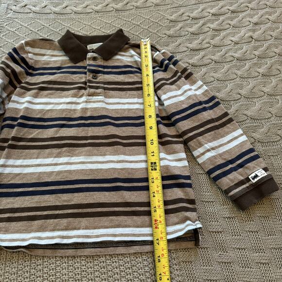 Janie and Jack Long Sleeved Brown & Blue Striped Polo Shirt ~ 5 - Picture 6 of 7